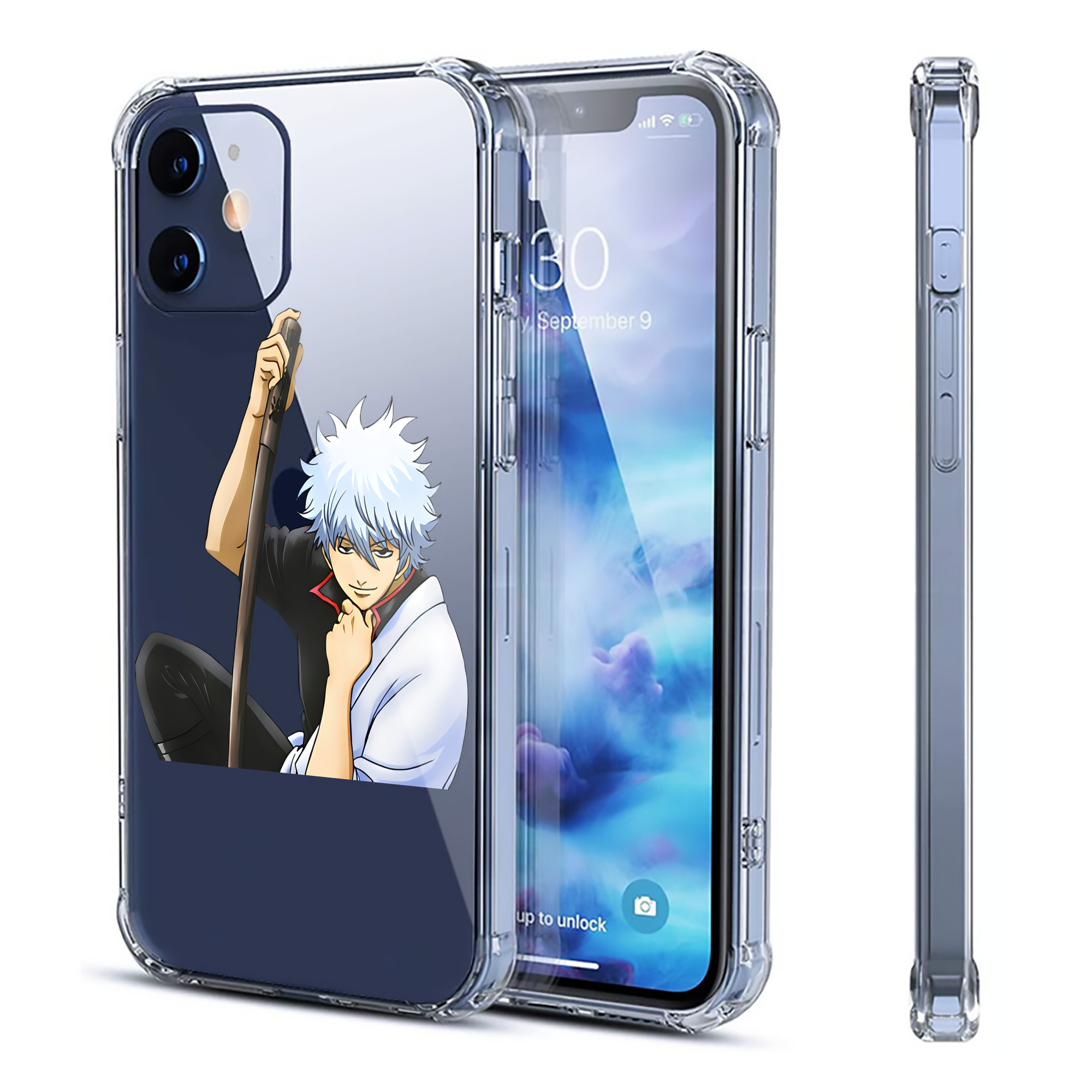 （画像用） ぎんたま 坂田銀時（さかたぎんとき） 神楽 志村新八（しむら しんぱち） GINTAMA Sakata Gintoki Kagura Shimura Shinpachi 【iPhone 12シリーズ対応】透明スマホケース（クリアソフトケース）